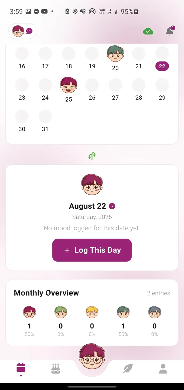 Mood Calendar & Trends App Screenshot